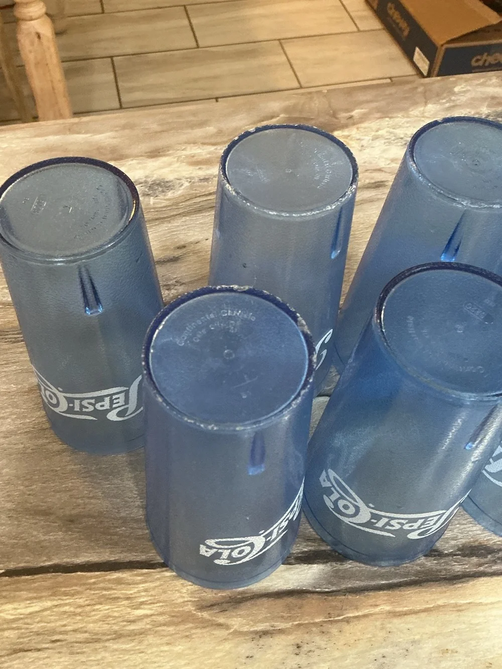 Set of 7 Vintage Pepsi-Cola Blue Restaurant Tumblers 20 oz Retro Diner Cups